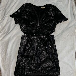 Sugarlips Black Sequin V-neck Dress
